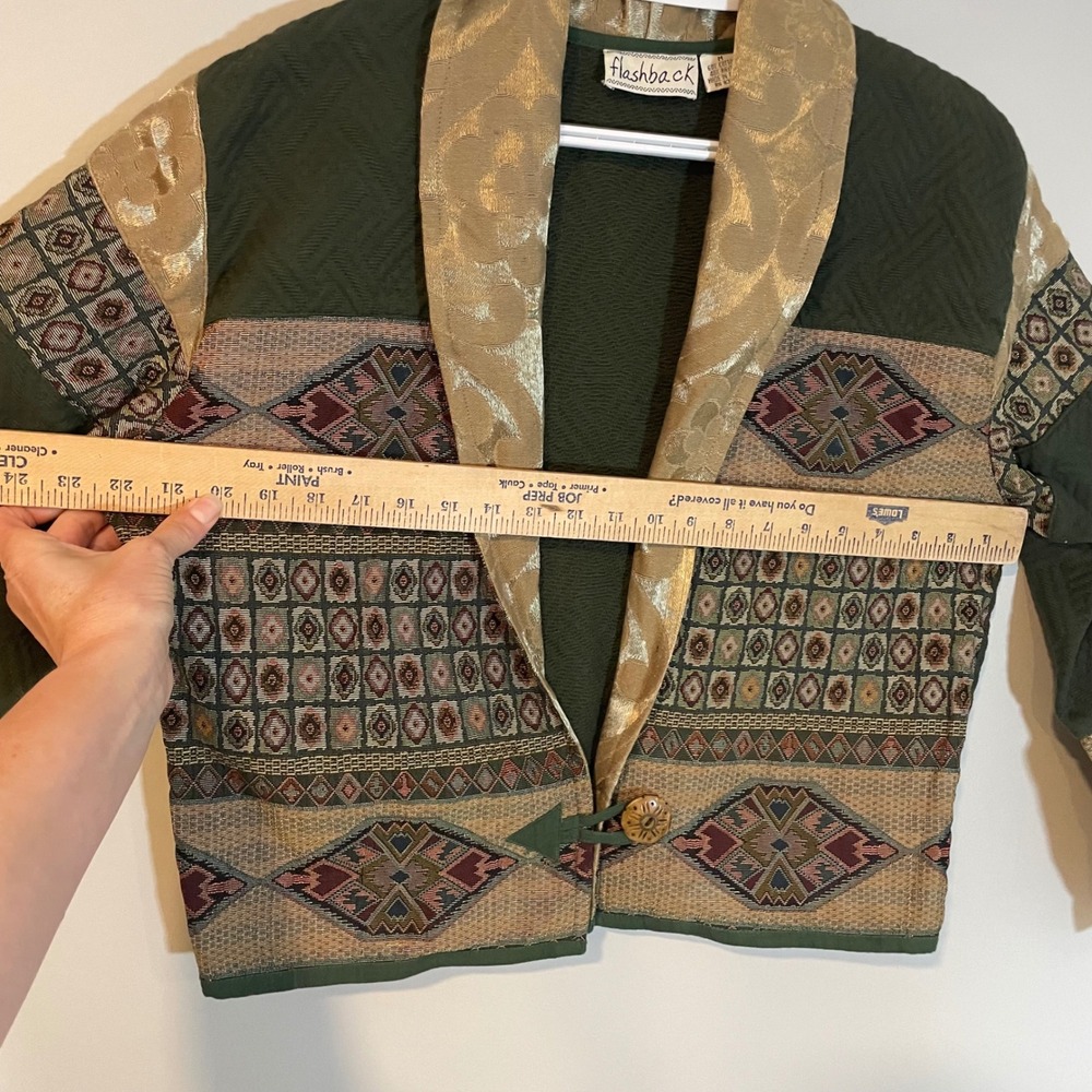 Flashback Vintage Tapestry Patchwork Jacket Green… - image 7